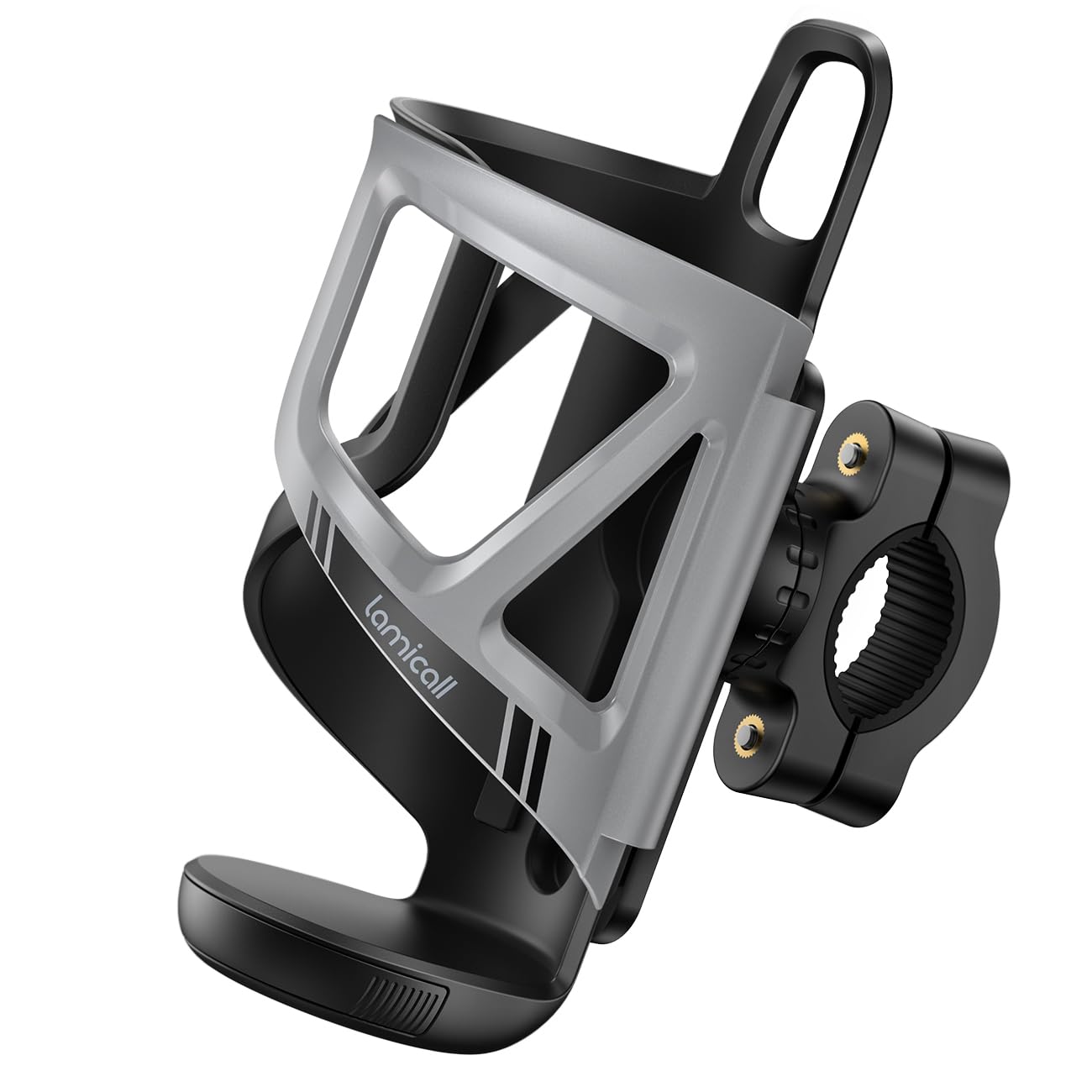 Lamicall Bike Water Bottle Holder - [Tracker Storage] [for Handlebar & Frame] Bike Cup Holder, Bicycle Drink Cage, Cycling Bike Water Bottle Cage with Screws Tool, for 2.28-3.39" Diameter Bottles