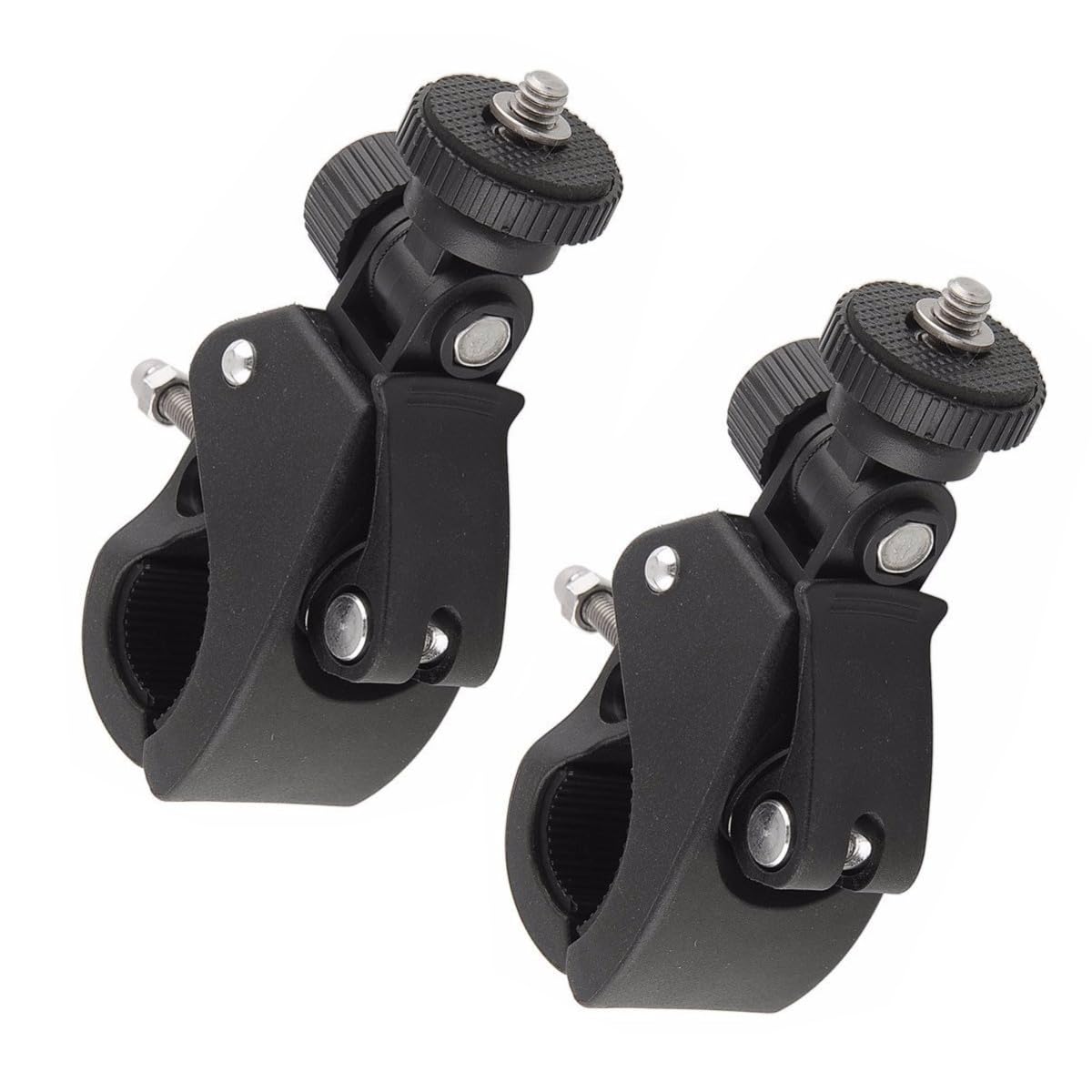 ThtRht 2 Pack Sports Camera Bike Mount Handlebar Clamp Clip Stand Base with 1/4 Screw Adapter for Gopro Hero DJI Osmo Insta360 Motorcycle Bicycle Action Cam Dash GPS Field Monitor Lights