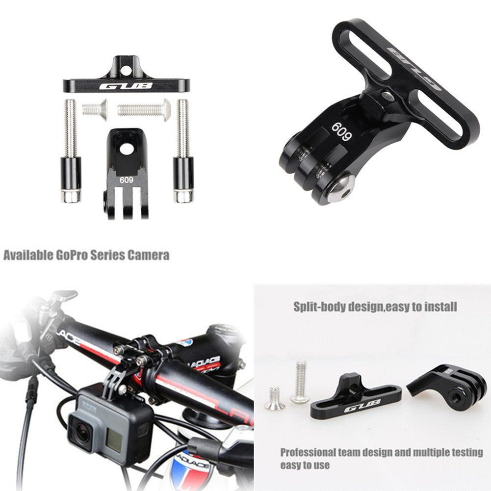 GUB Bike Camera Mount,Aluminium Bicycle Stem Front Camera Holder Mount Universal for GoPro Garmin Xiaomi SJCAM Action Camera (BLACK09)