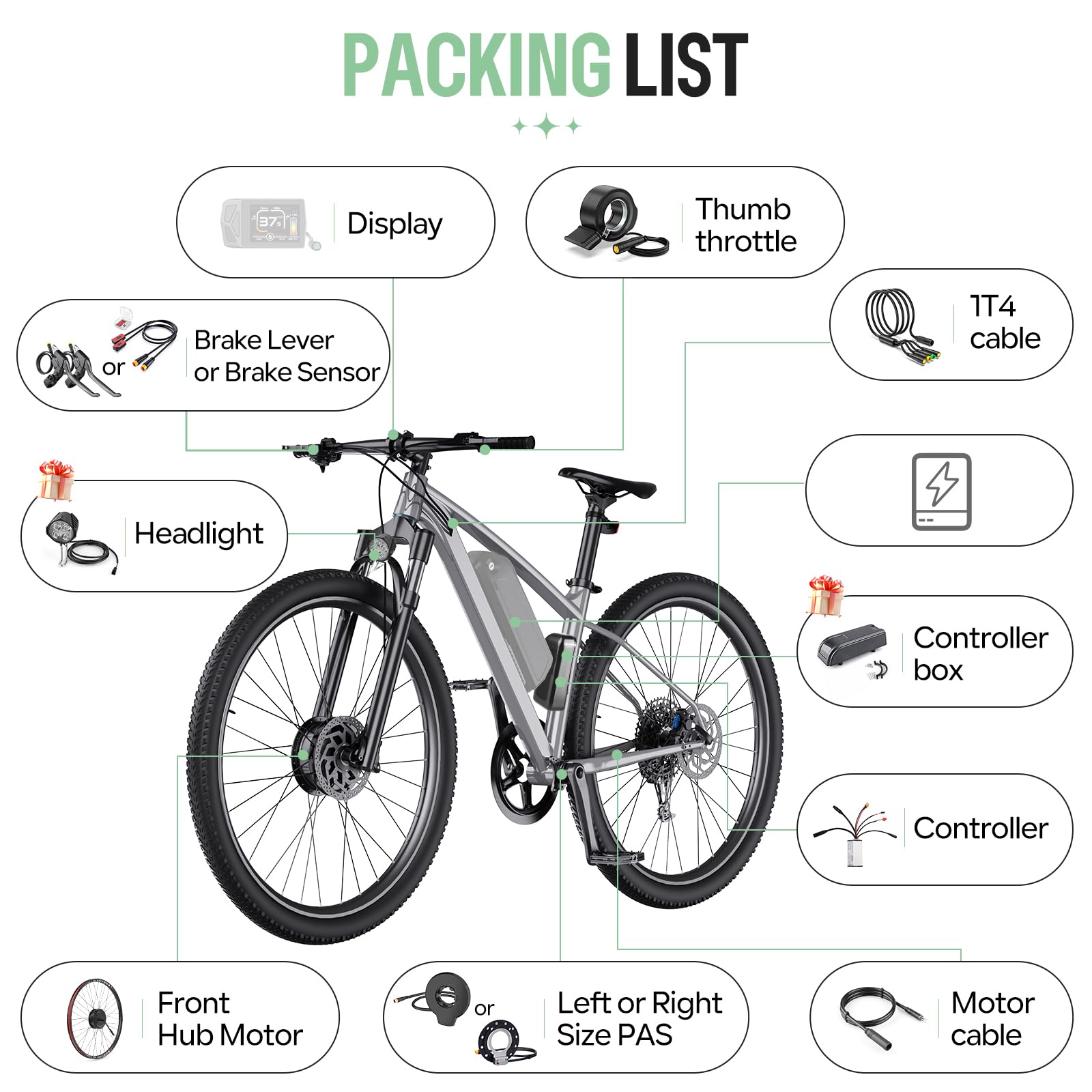 BAFANG 48V 500W Front Hub Motor - Ebike Conversion Kit for 20"/26"/700C(29er Compatible) Front Wheel Electric Bike Conversion kit with Battery& Display Options | Hub Motor Kit for Mountain/City Bikes
