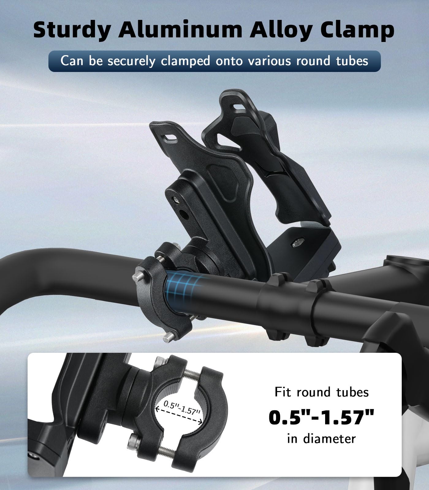 MoKo Bike Water Bottle Holder, Adjustable Bike Water Bottle Cage for 1.9-3.6" Diameter Bottle, for Handlebar & Frame, Motorcycle Cup Holder with Screw Tool, for Bicycle/Stroller/Scooter/Wheelchair/ATV