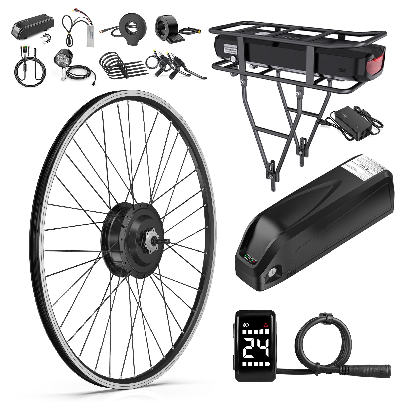 BAFANG 48V 500W Front Hub Motor - Ebike Conversion Kit for 20"/26"/700C(29er Compatible) Front Wheel Electric Bike Conversion kit with Battery& Display Options | Hub Motor Kit for Mountain/City Bikes
